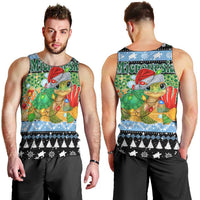 Micronesia Christmas Men Tank Top with Santa Turtle Coral Reef and Holiday Ocean Pattern - Polynesian Pride