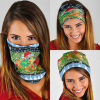 Micronesia Christmas Neck Gaiter with Santa Turtle Coral Reef and Holiday Ocean Pattern - Polynesian Pride