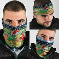 Micronesia Christmas Neck Gaiter with Santa Turtle Coral Reef and Holiday Ocean Pattern - Polynesian Pride
