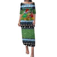 Micronesia Christmas Puletasi with Santa Turtle Coral Reef and Holiday Ocean Pattern - Polynesian Pride