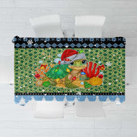 Micronesia Christmas Tablecloth with Santa Turtle Coral Reef and Holiday Ocean Pattern - Polynesian Pride