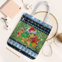 Micronesia Christmas Tote Bag with Santa Turtle Coral Reef and Holiday Ocean Pattern - Polynesian Pride