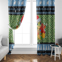 Micronesia Christmas Window Curtain with Santa Turtle Coral Reef and Holiday Ocean Pattern - Polynesian Pride