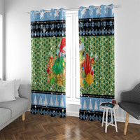 Micronesia Christmas Window Curtain with Santa Turtle Coral Reef and Holiday Ocean Pattern - Polynesian Pride
