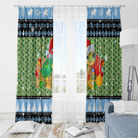 Micronesia Christmas Window Curtain with Santa Turtle Coral Reef and Holiday Ocean Pattern - Polynesian Pride