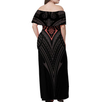 Feminine Polynesian Off Shoulder Maxi Dress Mandala Tattoo Style TS04 - Polynesian Pride