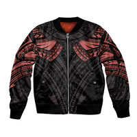 Feminine Polynesian Sleeve Zip Bomber Jacket Mandala Tattoo Style TS04 Unisex Black - Polynesian Pride