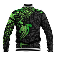 Polynesian Baseball Jacket Hammerhead Shark Tribal Pattern Black Green Version TS04 - Polynesian Pride