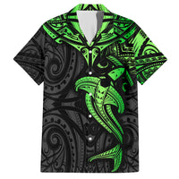 Polynesian Hawaiian Shirt Hammerhead Shark Tribal Pattern Black Green Version TS04 Black Green - Polynesian Pride