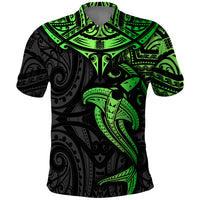 Polynesian Polo Shirt Hammerhead Shark Tribal Pattern Black Green Version TS04 Black Green - Polynesian Pride