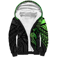 Polynesian Sherpa Hoodie Hammerhead Shark Tribal Pattern Black Green Version TS04 Unisex Black Green - Polynesian Pride