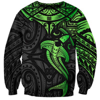 Polynesian Sweatshirt Hammerhead Shark Tribal Pattern Black Green Version TS04 Unisex Black Green - Polynesian Pride