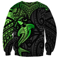 Polynesian Sweatshirt Hammerhead Shark Tribal Pattern Black Green Version TS04 - Polynesian Pride