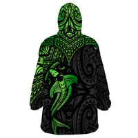 Polynesian Wearable Blanket Hoodie Hammerhead Shark Tribal Pattern Black Green Version TS04 - Polynesian Pride