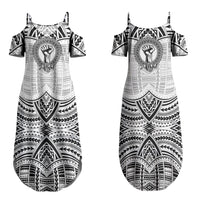 Aiga Samoa Raised Fist Couples Matching Summer Maxi Dress and Hawaiian Shirt Polynesian Tribal Tattoo Art Family Pride TS04 - Polynesian Pride