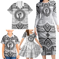 Aiga Samoa Raised Fist Family Matching Long Sleeve Bodycon Dress and Hawaiian Shirt Polynesian Tribal Tattoo Art Family Pride TS04 - Polynesian Pride