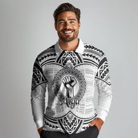 Aiga Samoa Raised Fist Long Sleeve Polo Shirt Polynesian Tribal Tattoo Art Family Pride TS04 - Polynesian Pride