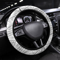 Aiga Samoa Raised Fist Steering Wheel Cover Polynesian Tribal Tattoo Art Family Pride TS04 Universal Fit White Black - Polynesian Pride