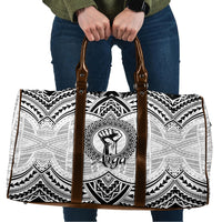 Aiga Samoa Raised Fist Travel Bag Polynesian Tribal Tattoo Art Family Pride TS04 White Black - Polynesian Pride