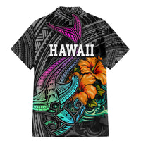 Hawaii Polynesian Family Matching Mermaid Dress and Hawaiian Shirt with Tribal Hammerhead Sharks and Hibiscus Black TS04 - Polynesian Pride