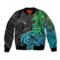 Zodiac Cancer Bomber Jacket Polynesian in Gradient Blue TS04 Unisex Gradient Blue - Polynesian Pride