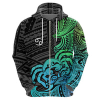 Zodiac Cancer Hoodie Polynesian in Gradient Blue TS04 - Polynesian Pride