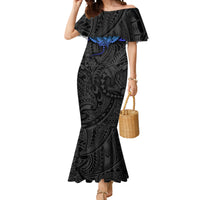 Polynesian Ray Pattern Mermaid Dress TS04 Women Black Blue - Polynesian Pride