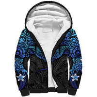 Polynesian Ray Pattern Sherpa Hoodie TS04 Unisex Black Blue - Polynesian Pride
