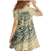 Polynesian Family Matching Mermaid Dress and Hawaiian Shirt Warrior Skull with Tribal Patterns Tattoo Design TS04 - Polynesian Pride