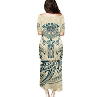 Polynesian Puletasi Warrior Skull with Tribal Patterns Tattoo Design TS04 - Polynesian Pride