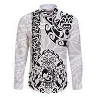 Hawaii Family Matching Short Sleeve Bodycon Dress and Hawaiian Shirt with Polynesian Turtle TS04 Dad's Shirt - Long Sleeve Black/White - Polynesian Pride