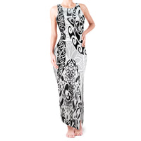 Hawaii Tank Maxi Dress with Polynesian Turtle TS04 Women Black White - Polynesian Pride