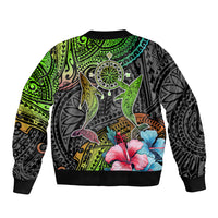 Polynesian Bomber Jacket Whales and Compass Gradient Pattern TS04 - Polynesian Pride
