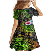 Polynesian Family Matching Mermaid Dress and Hawaiian Shirt Whales and Compass Gradient Pattern TS04 - Polynesian Pride