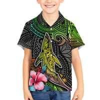 Polynesian Hawaiian Shirt Whales and Compass Gradient Pattern TS04 - Polynesian Pride