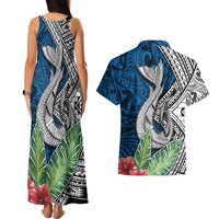 Polynesian Couples Matching Tank Maxi Dress and Hawaiian Shirt Whale Pattern and Hibiscus Flowers TS04 - Polynesian Pride