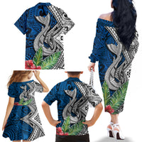 Polynesian Family Matching Off Shoulder Long Sleeve Dress and Hawaiian Shirt Whale Pattern and Hibiscus Flowers TS04 - Polynesian Pride