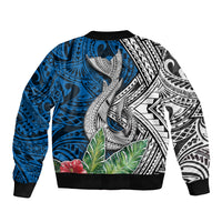 Polynesian Sleeve Zip Bomber Jacket Whale Pattern and Hibiscus Flowers TS04 - Polynesian Pride