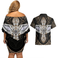 Polynesian Hawaii Tattoo Couples Matching Off Shoulder Short Dress and Hawaiian Shirt TS04 - Polynesian Pride