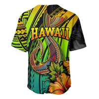 Hawaii Baseball Jersey Polynesian Fish Hook and Hibiscus Flowers with Gradient Pattern TS04 - Polynesian Pride