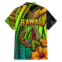 Hawaii Family Matching Long Sleeve Bodycon Dress and Hawaiian Shirt Polynesian Fish Hook and Hibiscus Flowers with Gradient Pattern TS04 - Polynesian Pride