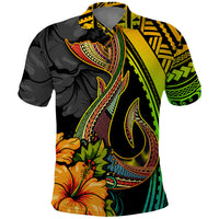 Hawaii Polo Shirt Polynesian Fish Hook and Hibiscus Flowers with Gradient Pattern TS04 Multicolor - Polynesian Pride