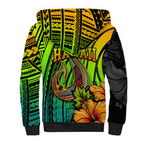 Hawaii Sherpa Hoodie Polynesian Fish Hook and Hibiscus Flowers with Gradient Pattern TS04 - Polynesian Pride