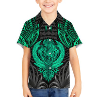 Polynesian Family Matching Long Sleeve Bodycon Dress and Hawaiian Shirt Abstract Tiki TS04 Son's Shirt Black Yellow - Polynesian Pride