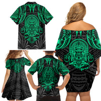 Polynesian Family Matching Off Shoulder Short Dress and Hawaiian Shirt Abstract Tiki TS04 - Polynesian Pride