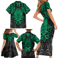 Polynesian Family Matching Short Sleeve Bodycon Dress and Hawaiian Shirt Abstract Tiki TS04 - Polynesian Pride
