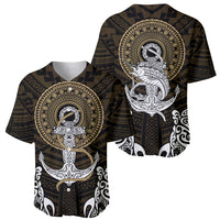 Polynesian Swordfish Baseball Jersey with Anchor Pattern and Tribal Turtle TS04 - Polynesian Pride