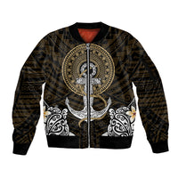 Polynesian Swordfish Sleeve Zip Bomber Jacket with Anchor Pattern and Tribal Turtle TS04 - Polynesian Pride