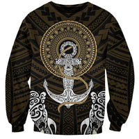 Polynesian Swordfish Sweatshirt with Anchor Pattern and Tribal Turtle TS04 - Polynesian Pride