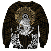 Polynesian Swordfish Sweatshirt with Anchor Pattern and Tribal Turtle TS04 Unisex Multicolor - Polynesian Pride